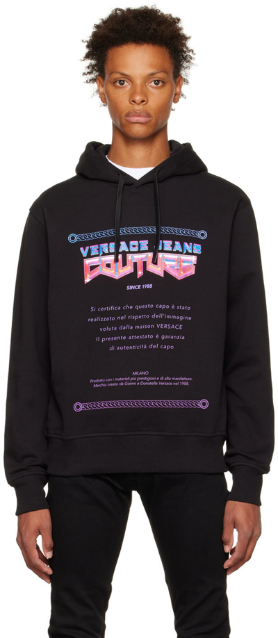 Versace Jeans Couture "space Warranty" Hoodie In Black