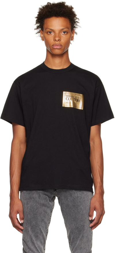 Versace Jeans Couture Black Piece Number T-shirt In Eg89 Black/gold