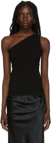 Helmut Lang One-shoulder Textured-knit Tank In Black - 001