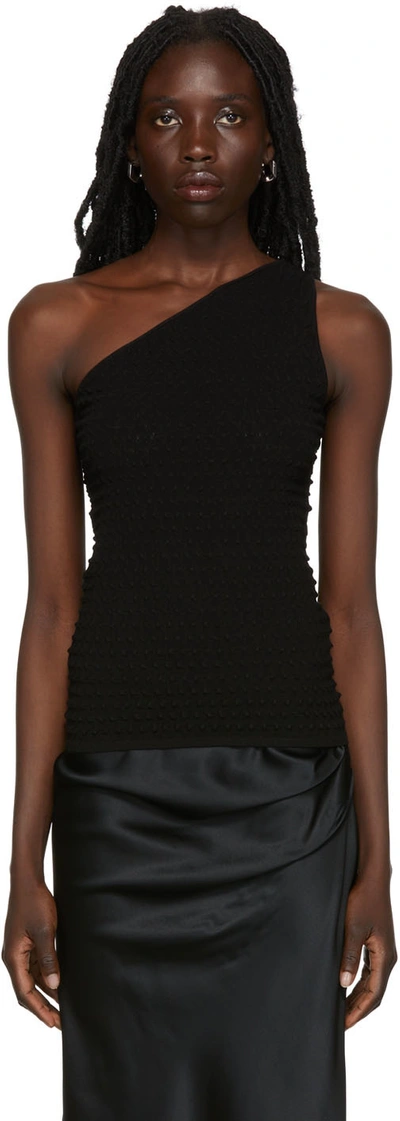 Helmut Lang One-shoulder Textured-knit Tank In Black