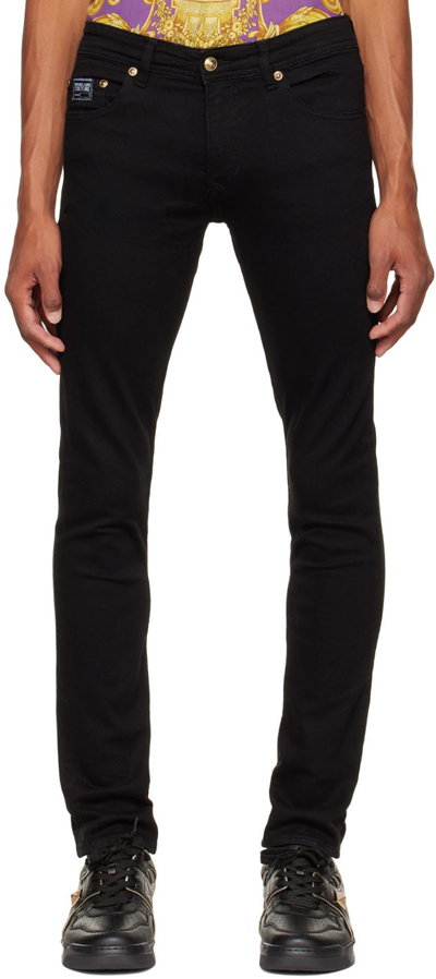 Versace Jeans Couture Logo Straight Fit Jeans In Black In Black Black