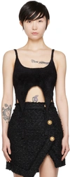 Balmain Black Viscose Tank Top In 0pa Noir