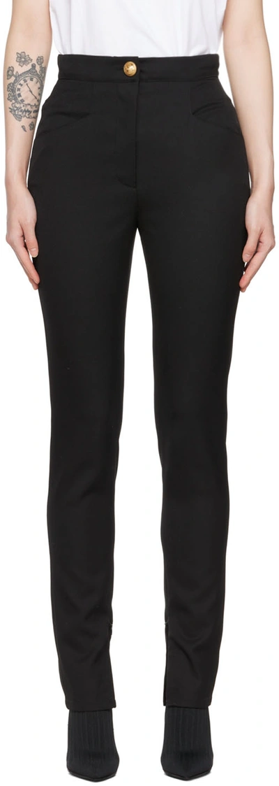 Balmain Black Grain De Poudre Leggings In 0pa Noir