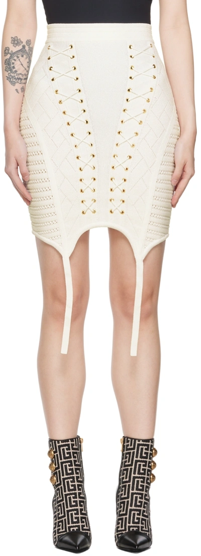 Balmain White Viscose Miniskirt In 0fa Blanc