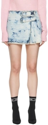 Balmain Blue Bleached Denim Mini Skirt In 6fc Bleu Jean Clair