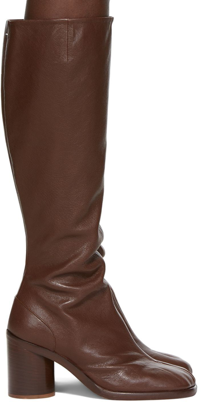 Maison Margiela Brown Calfskin Tabi Tall Boots