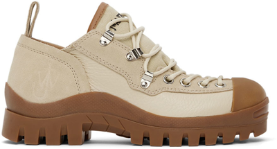Jw Anderson Embroidered-logo Lace-up Shoes In Beige