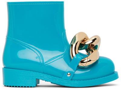 Jw Anderson Rubber Chain Ankle Boots With Chain Detail In Blue