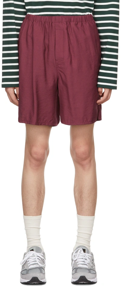 Ami Alexandre Mattiussi Ssense Exclusive Burgundy Shorts