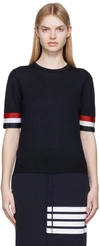 Thom Browne Navy 4-bar T-shirt In 415 Navy