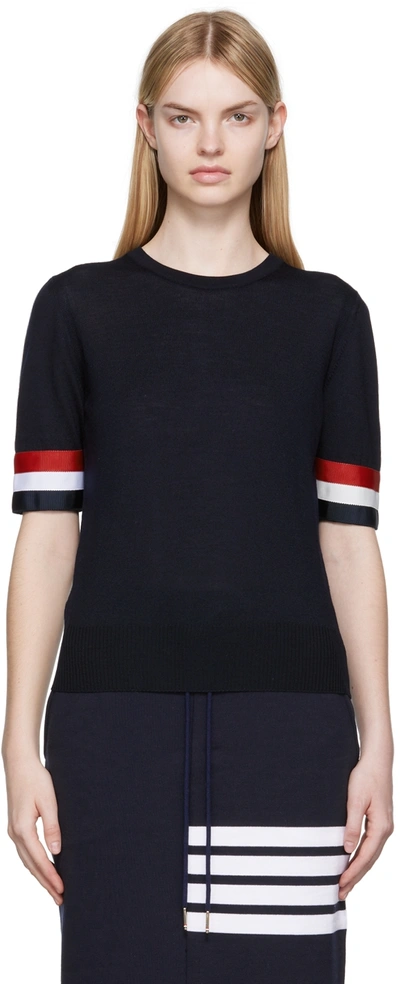 Thom Browne Navy 4-bar T-shirt In 415 Navy