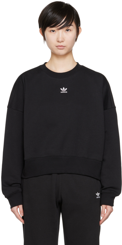 Adidas Originals Trefoil Essentials Crewneck Sweatshirt In Black