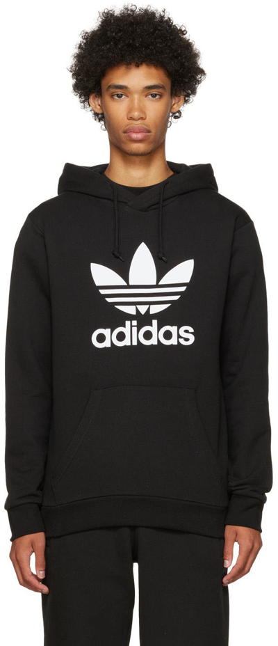 Adidas Originals Adicolor Classics Trefoil Hooded Sweatshirt In Black/silver