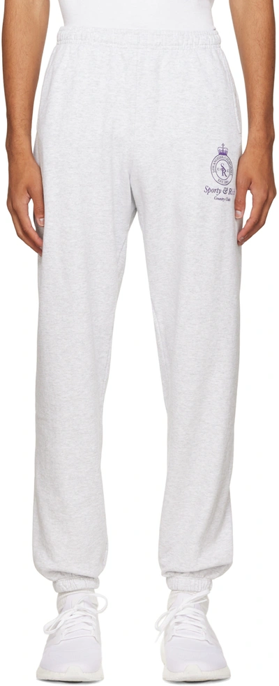 Sporty And Rich Gray Crown Lounge Pants In Heather Gray/purple