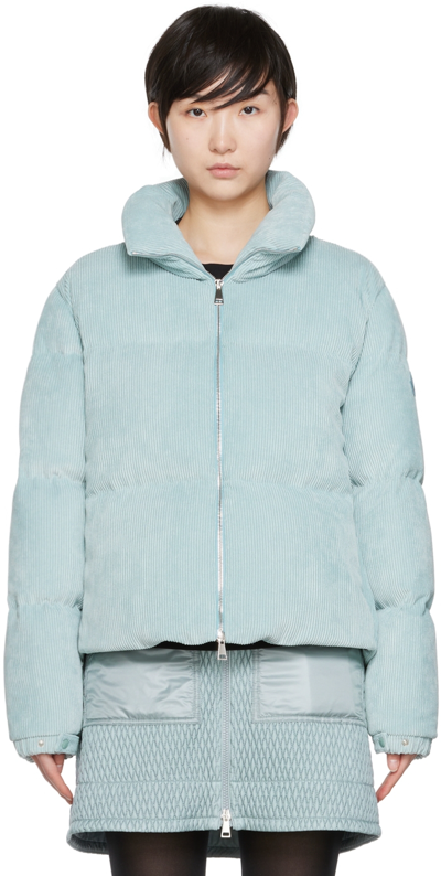 Moncler Antre Quilted Corduroy Down Jacket In Aqua