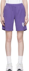 Sporty And Rich Beverly Hills Cotton Gym Shorts In Purple/white