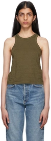 Frame Khaki Ringer Tank Top In Surplus