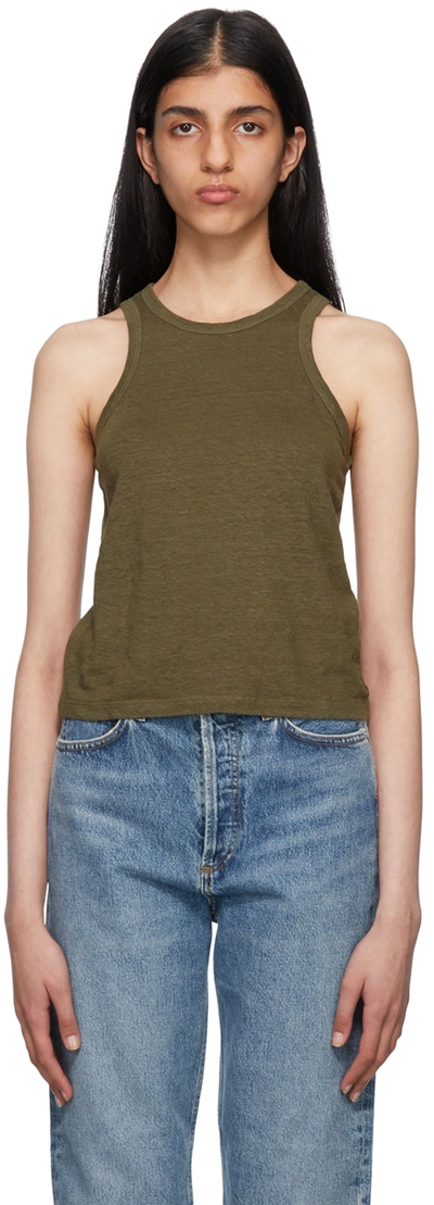 Frame Khaki Ringer Tank Top In Surplus