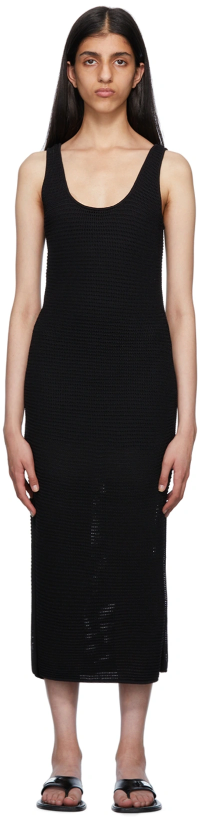 Frame Sleeveless Crochet-knit Maxi Dress In Noir