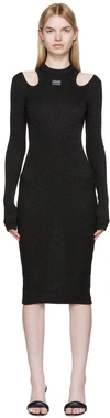 VERSACE JEANS COUTURE BLACK RIBBED MIDI DRESS