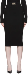 Versace Jeans Couture Midi Skirt With With With Womens Versace 73haem29-cm01g Logo In E899 Black