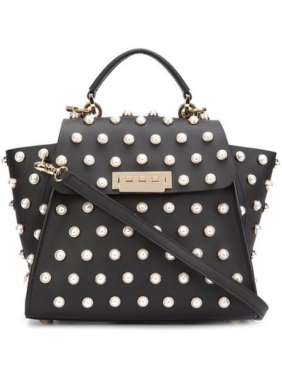 Zac Zac Posen Eartha Iconic Faux-pearl Convertible Leather Backpack In Black