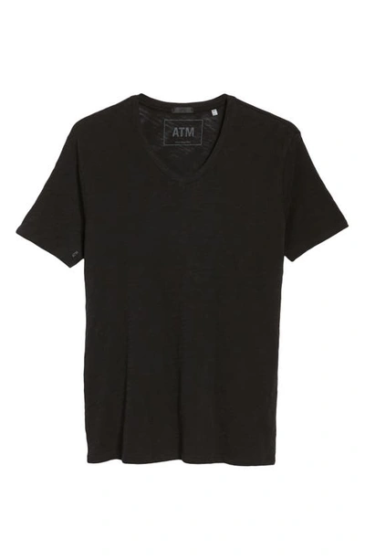 Atm Anthony Thomas Melillo Antique Wash V Neck Tee In Black