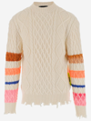 Barrow Sweater Unisex Off-white Cable Knit Sweater With Smile In Beige