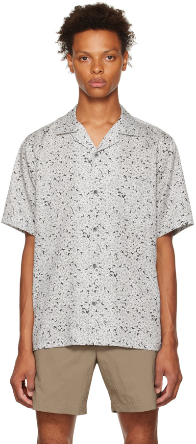 Theory Noll Floral Short Sleeve Button-up Camp Shirt In Black White