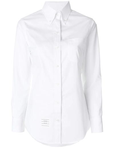 Thom Browne Stripe-detail Long-sleeved Shirt In White