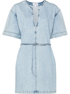 Frame Kaftan Denim Minidress In Blue