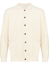 Sunspel Cutaway-collar Buttoned Cotton-knit Jacket In Neutral