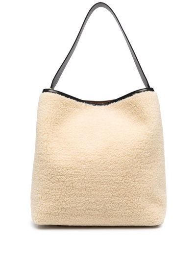 Stella Mccartney Large Faux-shearling Tote Bag In White