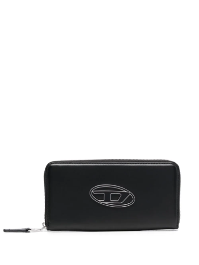 Diesel Logo-plaque Leather Wallet In Black