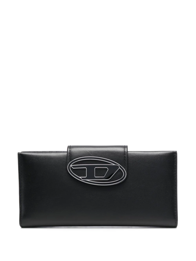 Diesel Logo-plaque Leather Wallet In Black