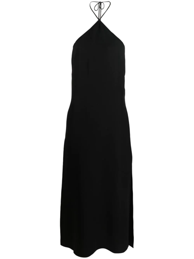 Valentino Halterneck Sleeveless Gown In Black