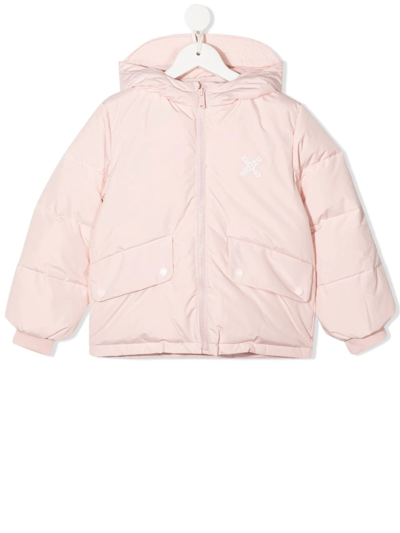 Kenzo Kids' Logo-print Hooded Puffer Jacket In Pink