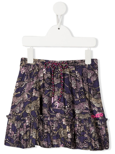 Kenzo Kids' Purple Skirt For Girl With Tigers In Multicolor