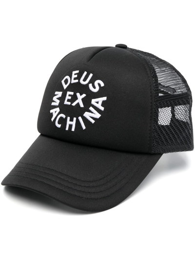 Deus Ex Machina Circle Logo Trucker Cap In Black