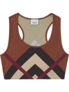 BURBERRY CHEVRON CHECK-PRINT CROPPED waistcoat TOP