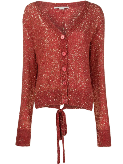 Stella Mccartney Sequin-embellished Cardigan In Red