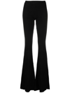 Versace Ribbed-knit Flared Trousers In Black