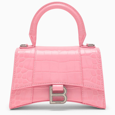 Balenciaga Pink Coco-print Leather Hourglass Xs Bag