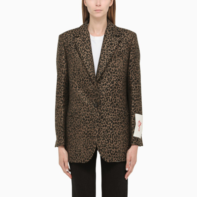 Golden Goose Spotted Single-breasted Blazer In Brown