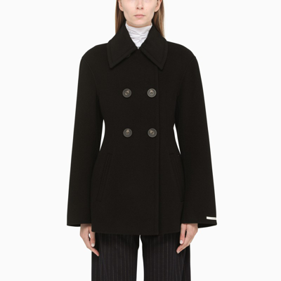 Sportmax Sarong Black Double-breasted Wool Coat