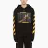 Off-white Black And Yellow Diag Hoodie With Caravaggio Painting In Black