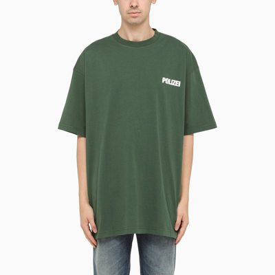 Vetements Oversized Logo-flocked Cotton-jersey T-shirt In Green