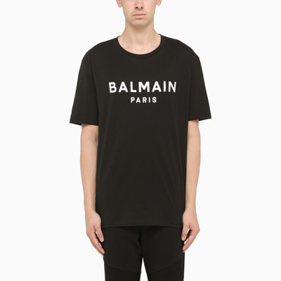 Balmain Black T-shirt With Logo Lettering