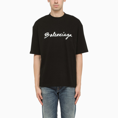 Balenciaga Black T-shirt With Logo Lettering