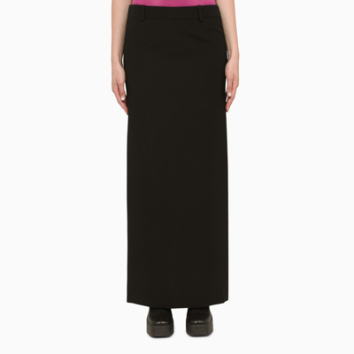 Balenciaga Long Black Wool Skirt